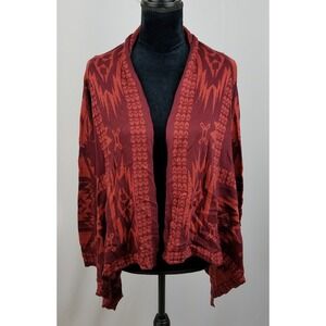Oh‎ MG women S cardigan sweater open front Aztec print waterfall lagenlook boho